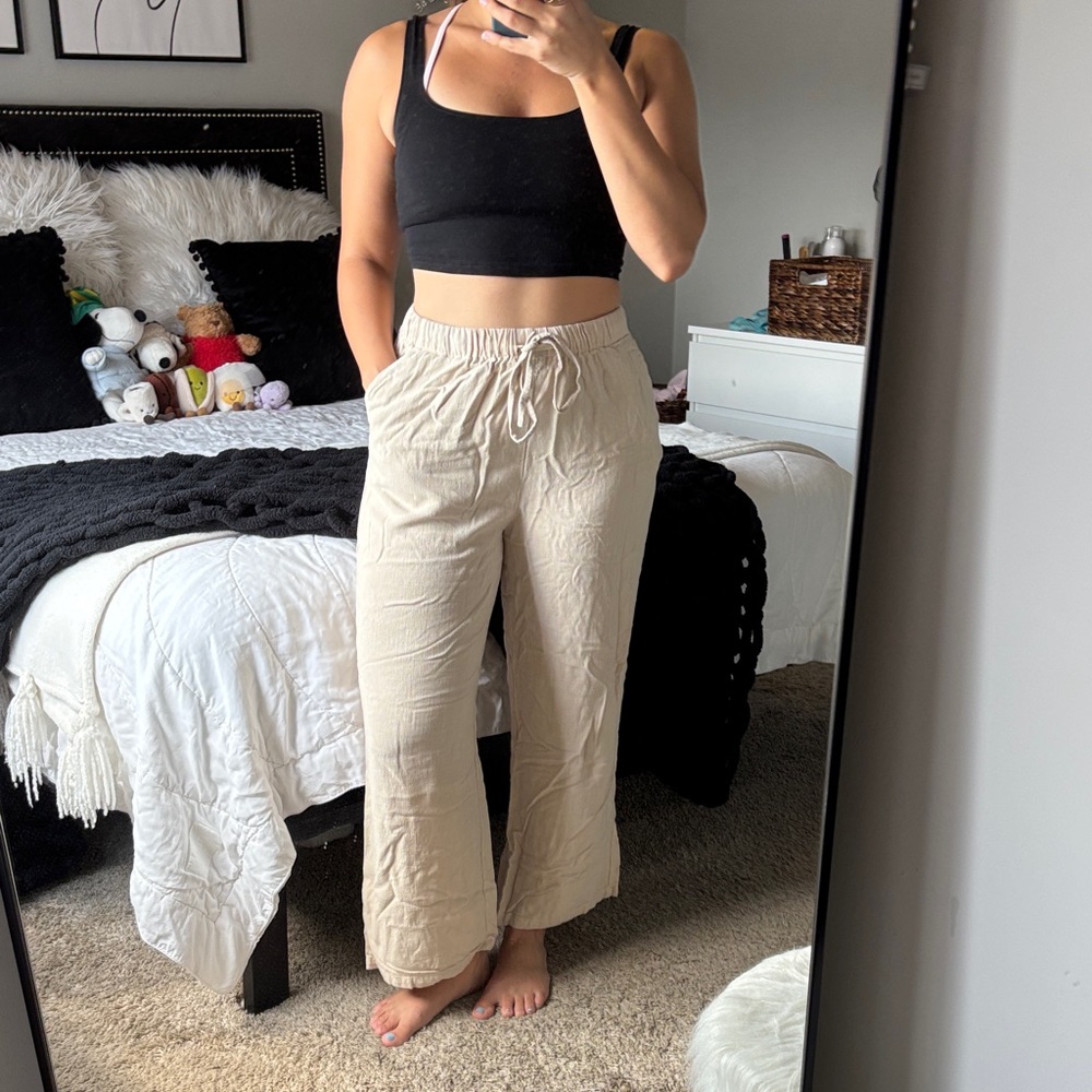 White Fox Cream/Beige Linen Pants